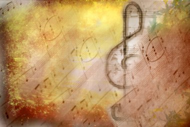 Grunge treble clef musical poster clipart