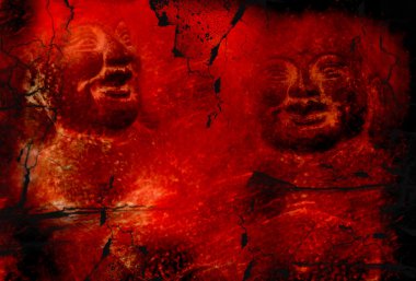 Grunge red buddha background clipart