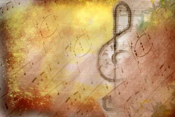 Grunge treble clef musical poster