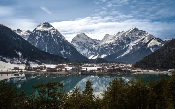 Aachensee and the Alps Royalty Free Stock Photos