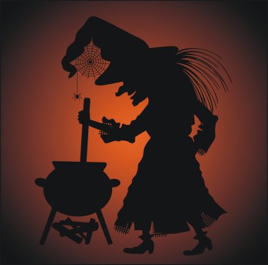 Silhouette of witch clipart