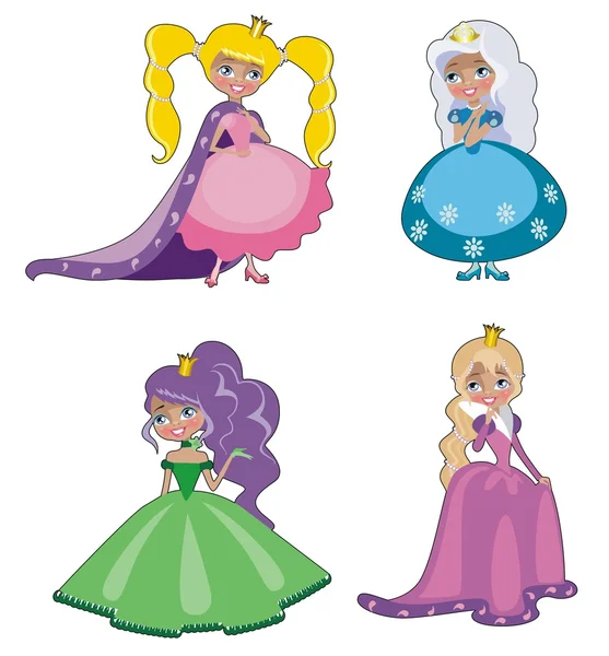Set van vier prinsessen — Stockvector