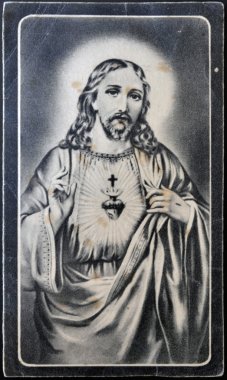 SPAIN - CIRCA 1949: A postcard printed in Spain shows Sacred Heart of Jesus, circa 1949