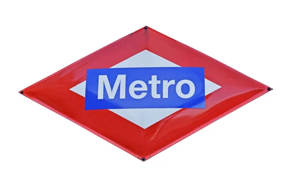 Madrid metro sign pada latar belakang putih — Stok Foto