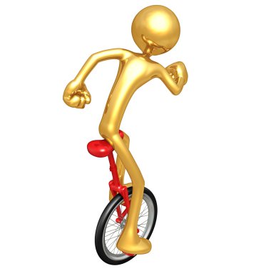 Gold Guy Unicycling clipart