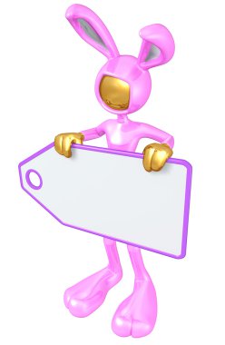 Easter Bunny With Blank Sales Tag Sign clipart