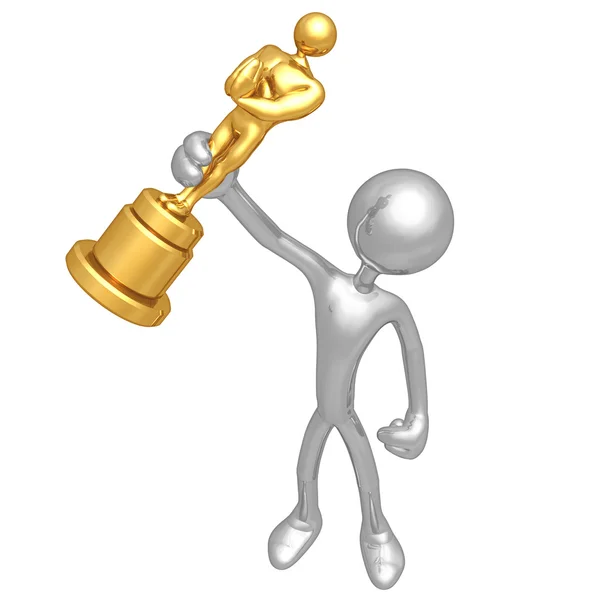 Award - puppet with a gold figurine — Stock Photo, Image