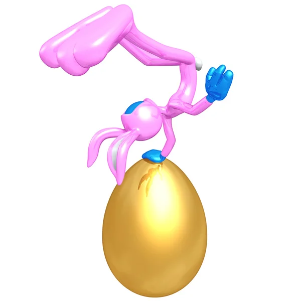 Velikonoční zajíček s zlaté vejce — Stock fotografie