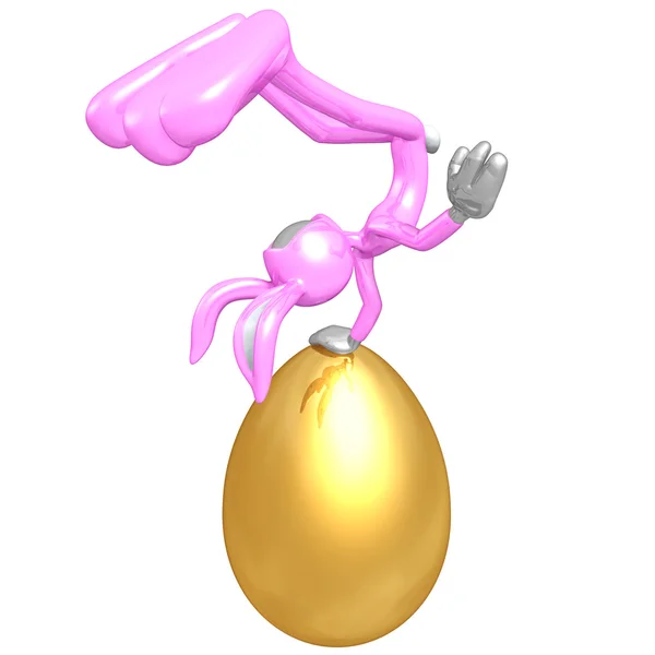 イースターのウサギの黄金の卵 — ストック写真