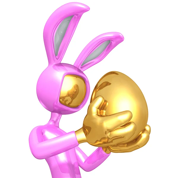 Easter Bunny With Golden Egg — Stock Photo, Image