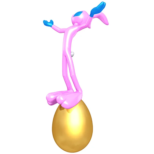Easter Bunny With Gold Egg — Stock Photo, Image