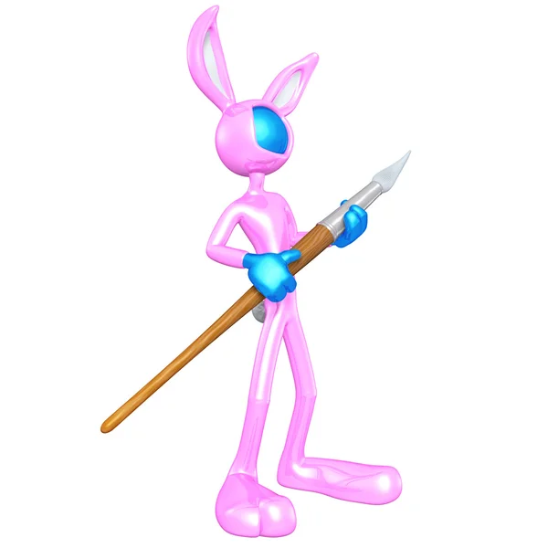 Artist Easter Bunny With Paintbrush — Stock Photo, Image