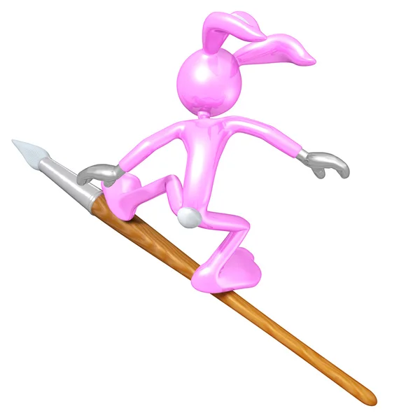 Pasqua coniglietto surf su un pennello — Foto Stock