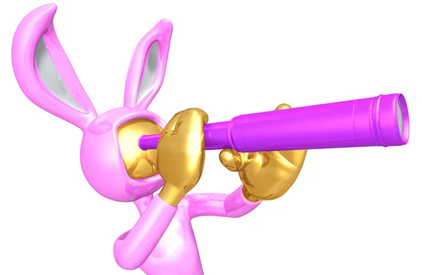 Easter Bunny Looking Through A Telescope — Stock Photo, Image