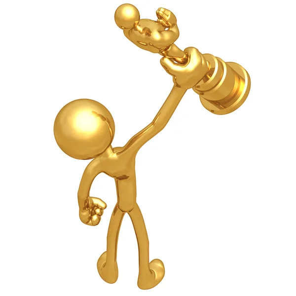 Award - docka med en guld statyett — Stockfoto