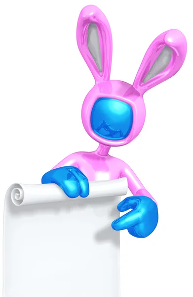 Easter Bunny With A Blank Scroll Sign Stock Photo
