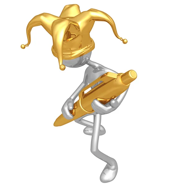 Jester With Gold Pen — Stock Photo, Image