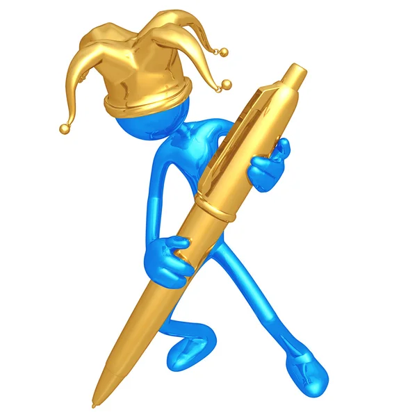 Jester με χρυσό στυλό — Φωτογραφία Αρχείου