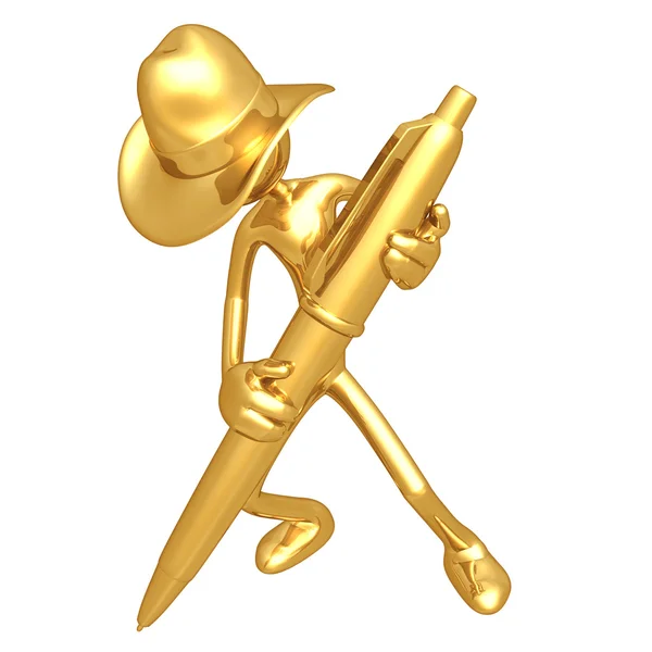 Cowboy avec stylo en or — Photo
