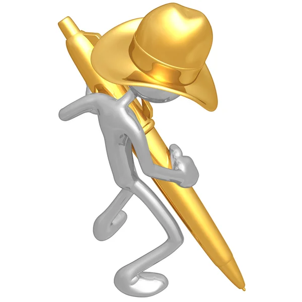 Cowboy com caneta de ouro — Fotografia de Stock