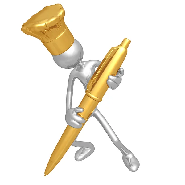 Chef With Gold Pen — Stock Photo, Image
