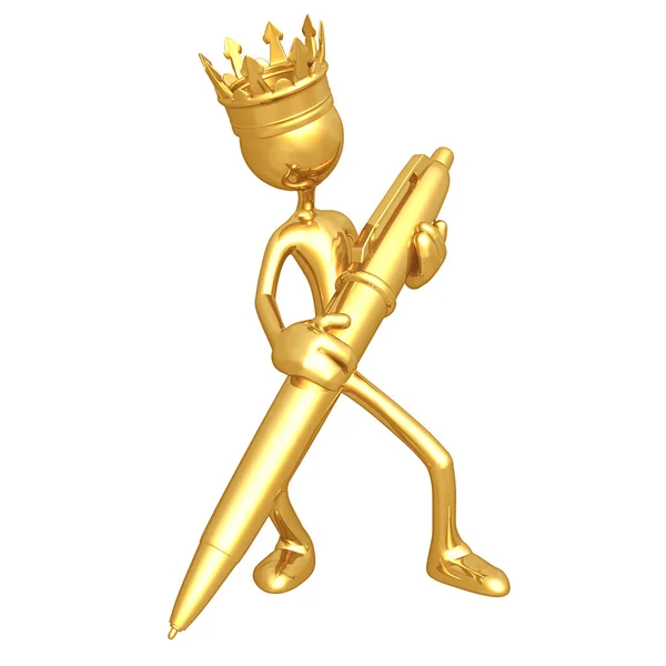 Król z złote pióro — Zdjęcie stockowe
