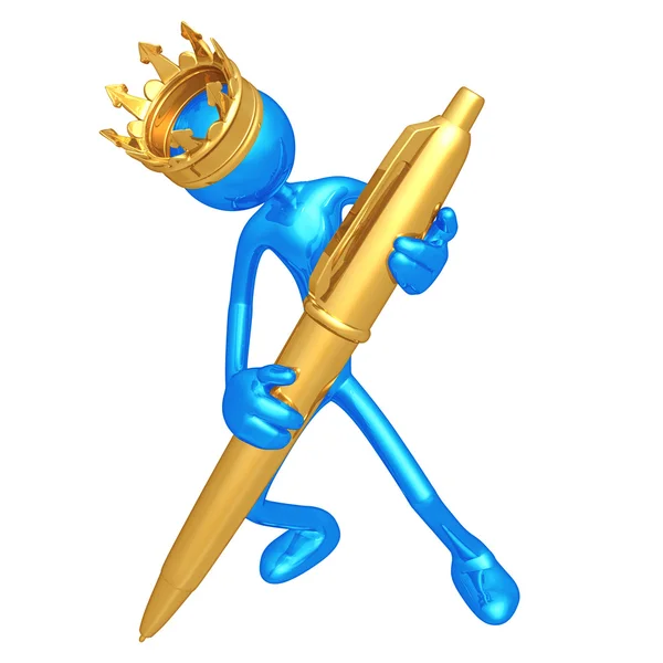 Kungen med guld penna — Stockfoto