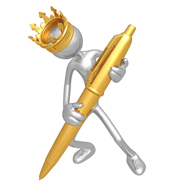King With Gold Pen — Stock Photo, Image