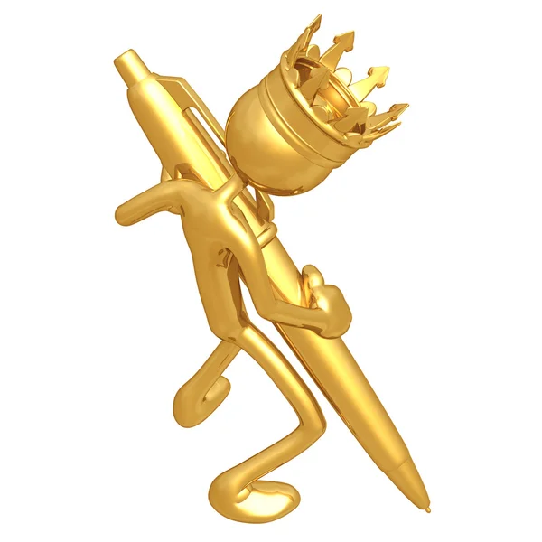 König mit goldenem Stift — Stockfoto