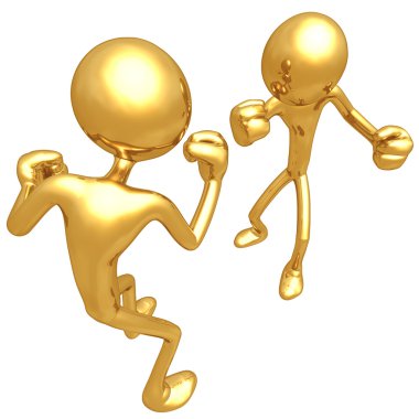 Gold Guys Fighting clipart