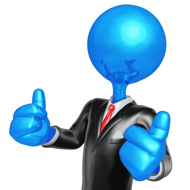 3D karakter işadamı başarı için giyinmiş