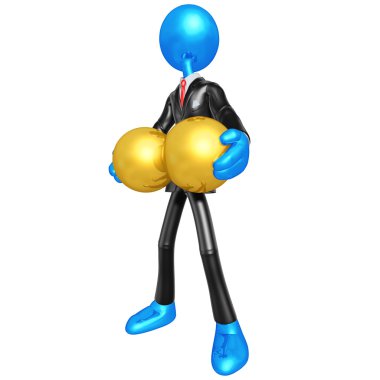 3D Businessman Character Big Balls clipart