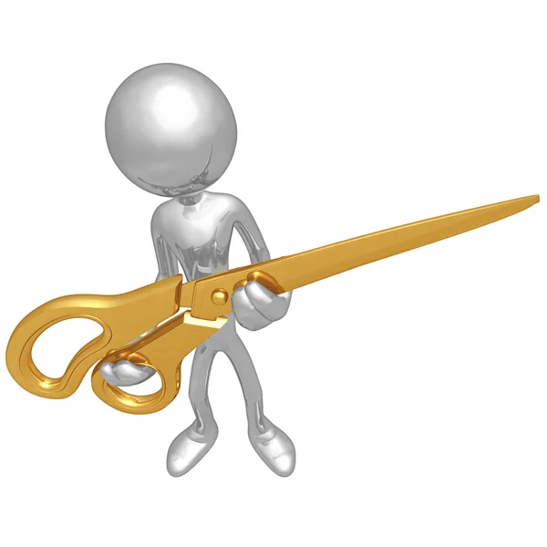 Holding Golden Scissors — Stock Photo, Image