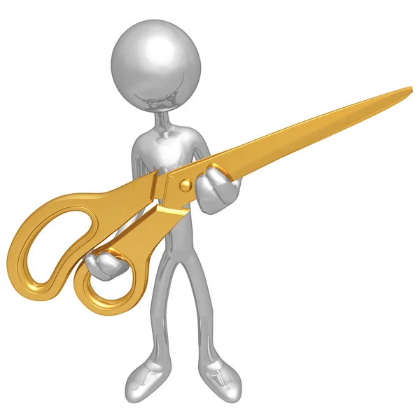 stock image Holding Golden Scissors