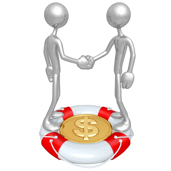 Handshake záchranný kruh dolar koncept — Stock fotografie