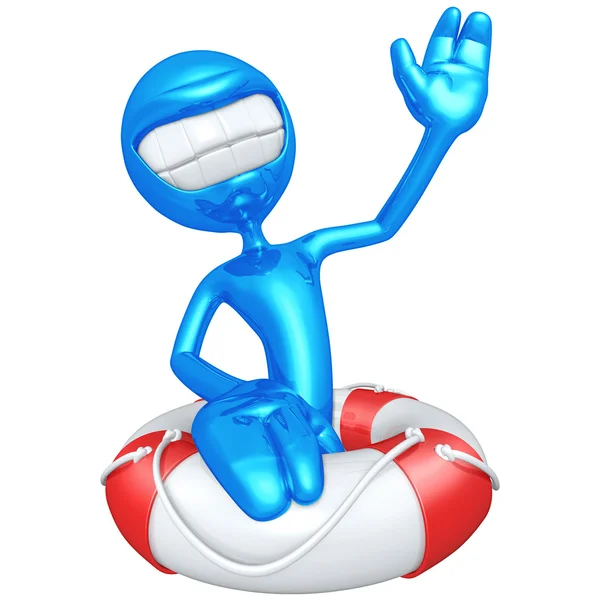 Personagem 3D com Lifebuoy — Fotografia de Stock