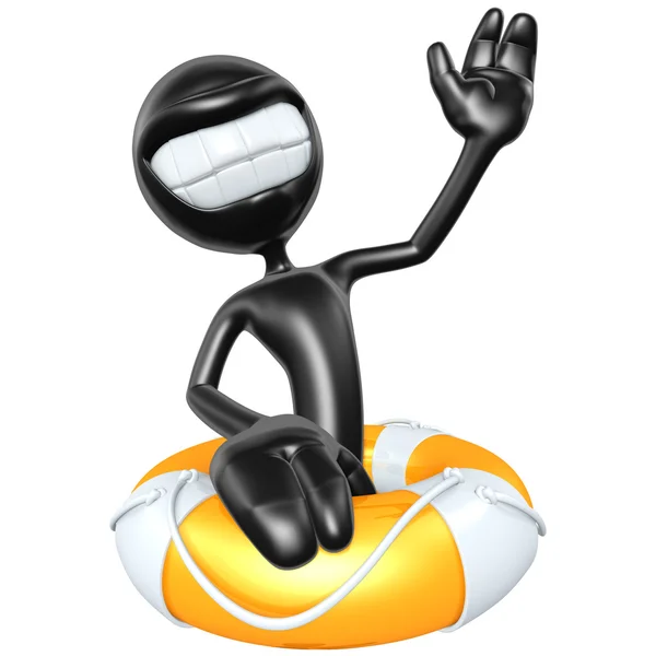 Lifebuoy ile 3D karakter — Stok fotoğraf