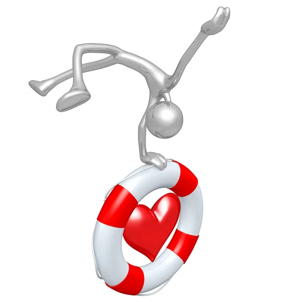 3D Character With Lifebuoy Heart — Stock Photo, Image