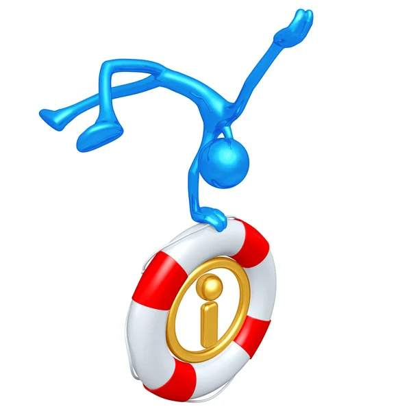 3D-s karakter mentőgyűrűt információkkal — Stock Fotó