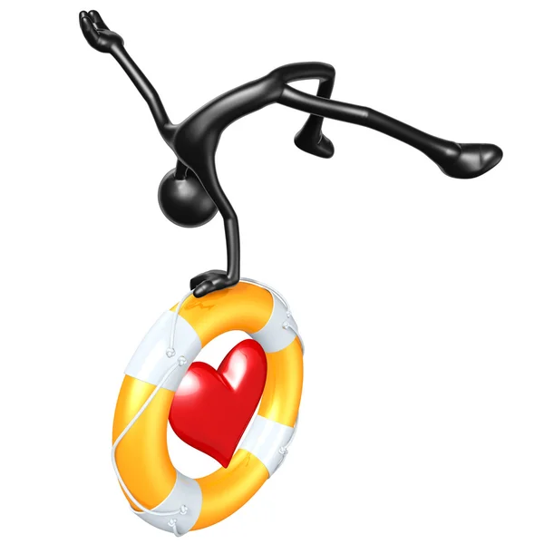 3D-karaktär med livboj hjärta — Φωτογραφία Αρχείου