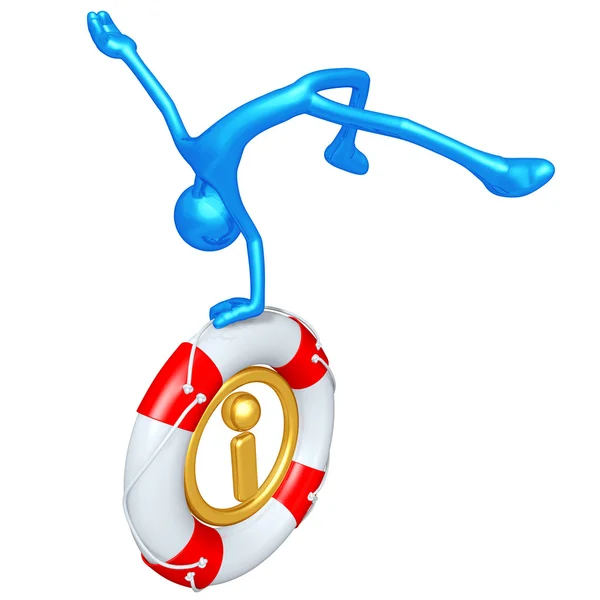 Personagem 3D com informações Lifebuoy — Fotografia de Stock