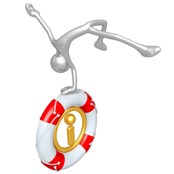 3D Character With Lifebuoy Information — Stock Photo, Image
