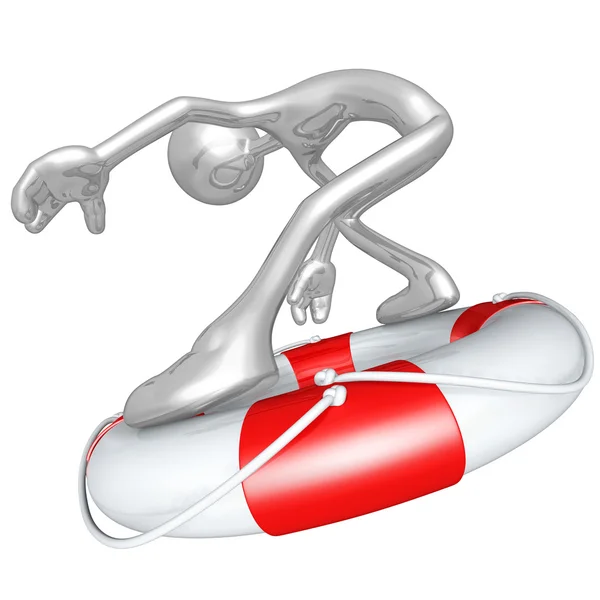 Navigazione del carattere 3D su Lifebuoy — Foto Stock