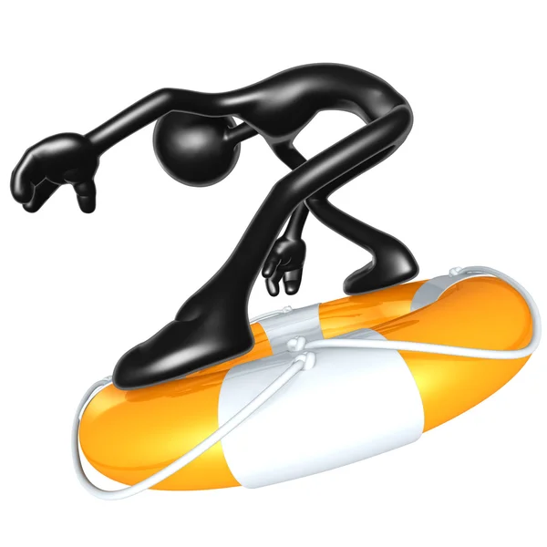 3D-teken surfen op reddingsboei — Stockfoto
