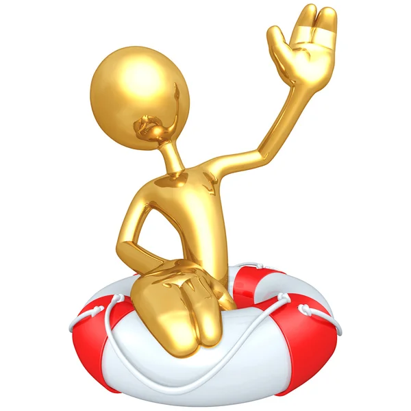 Gold Guy With Life Preserver — Stock Photo, Image
