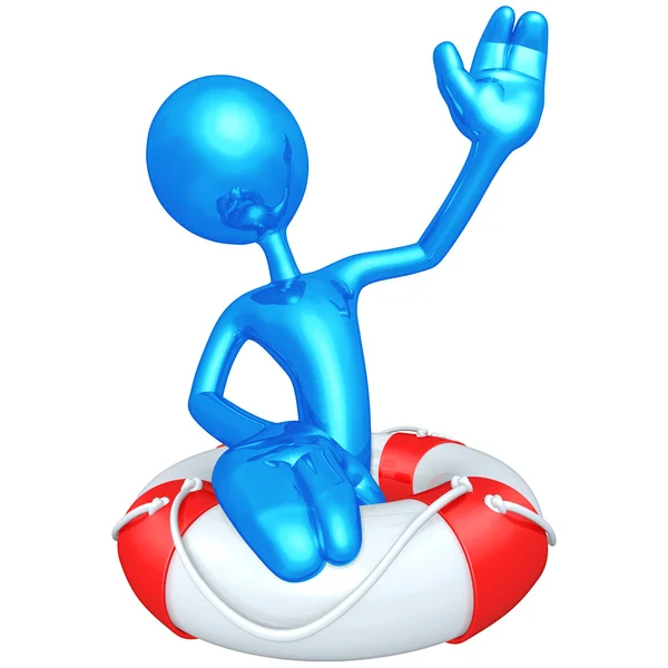 Personaje 3D con Lifebuoy — Foto de Stock
