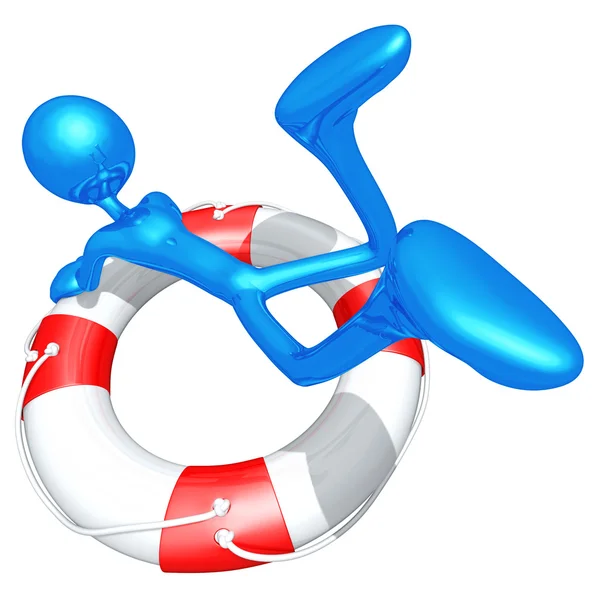 3d karakter Lifebuoy üzerinde asılı — Stok fotoğraf