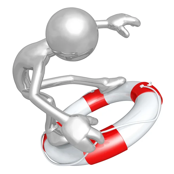 stock image 3D Character Surfing On Lifebuoy