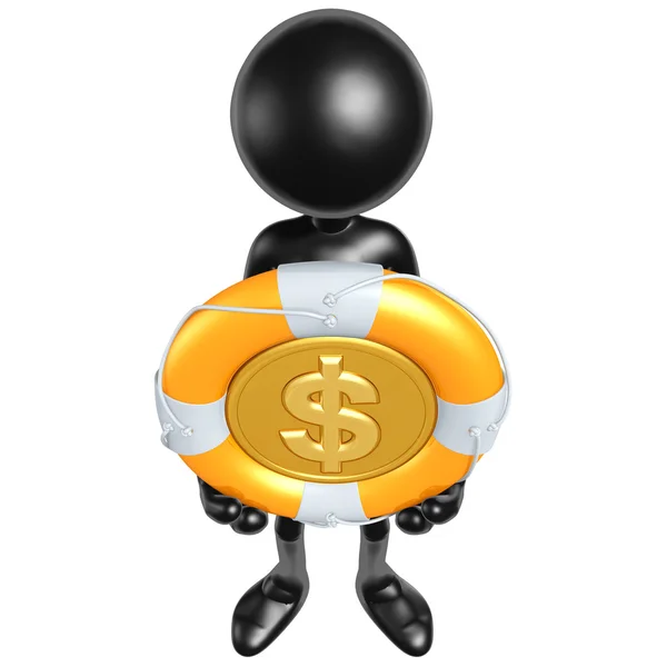 3D-персонаж с монетой за доллар Lifebuoy — стоковое фото