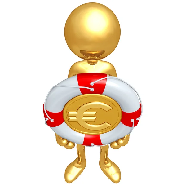 Chico de oro con moneda Euro Lifebuoy —  Fotos de Stock